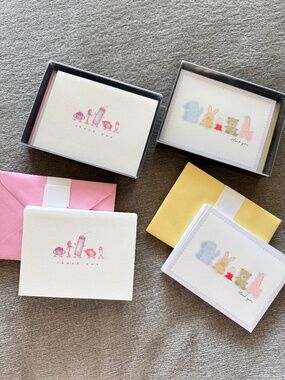 4 SETS of Vintage HALLMARK Watercolor Baby Thank You Greeting Cards
